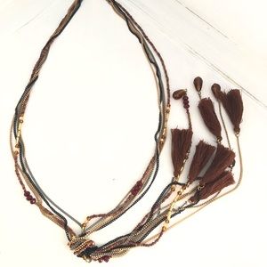 Beaded Chain Necklace With Tassels